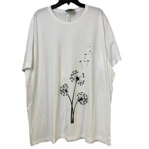 New Hand Printed Mens Size 3XL Dandelion Wish White PolyCotton Short Sleeve Tee